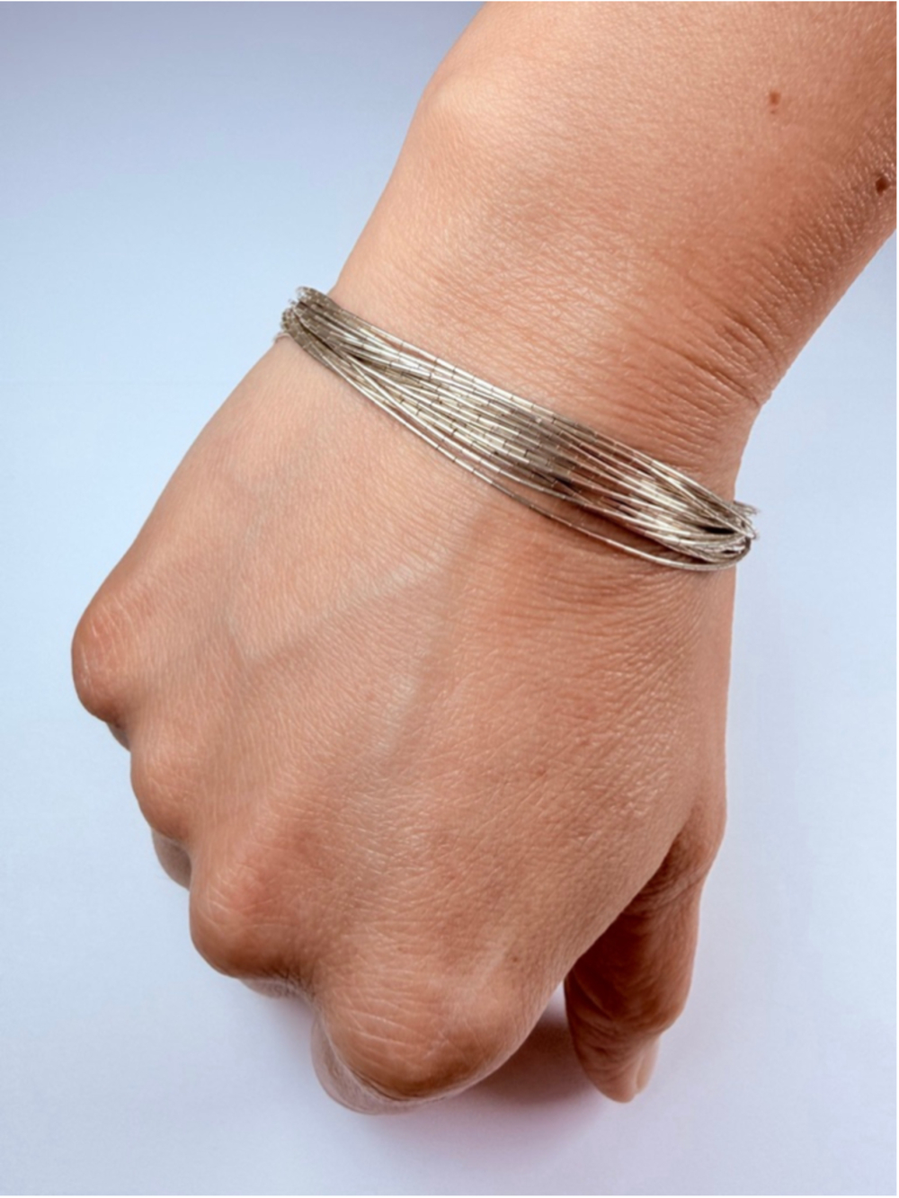 Native American Trading Post Liquid Sterling Silver 20 Strand VTG Bracelet 7" - Picture 6 of 7